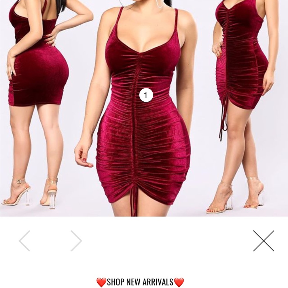 Fashion nova burgundy velvet scrunch dress